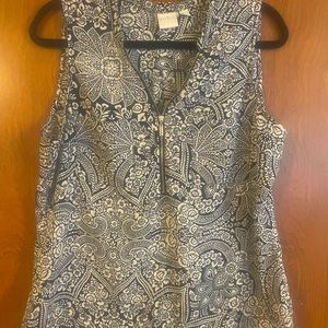 New York & Company Soho sleeveless top blue floral paisley